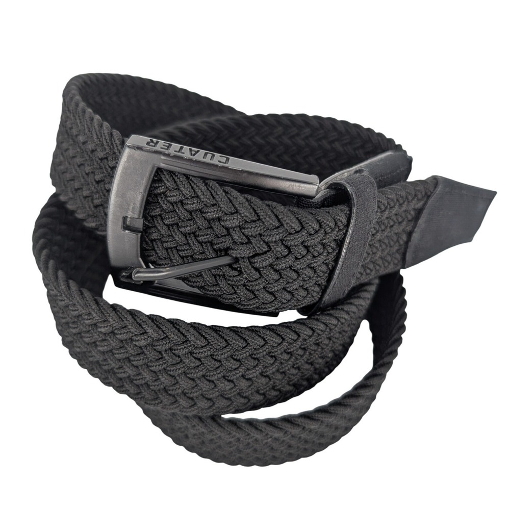 TravisMathew Cuater Woven Stretch Belt Mens L Black Braided Golf Casual Stretch